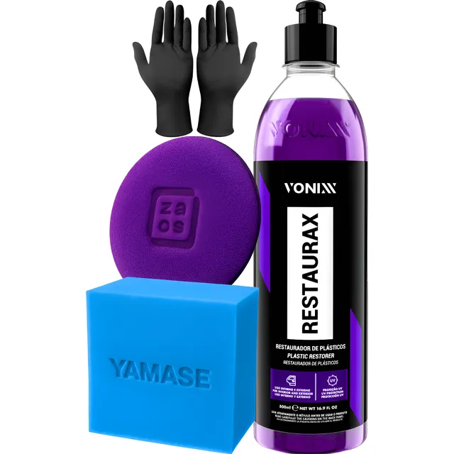 Restaurax Restaurador De Plásticos Vonixx Aplicador Luvas Preto