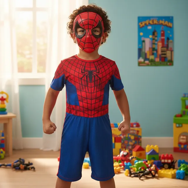 Fantasia Homem Aranha Infantil 1/10 Máscara Rigida Genérica