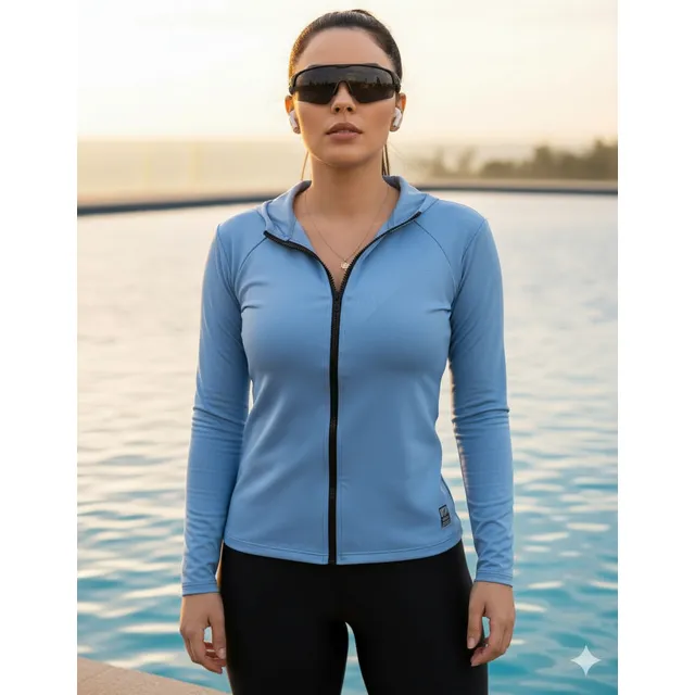 Casaco Fit Blusa Treino Proteção Solar Uv Corrida Academia