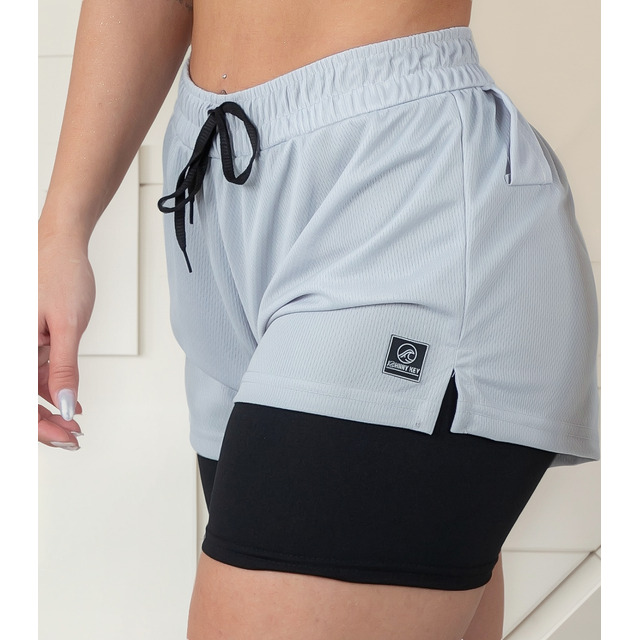 Shorts 2 Em 1 Feminino Academia Duplo Bolso Interno
