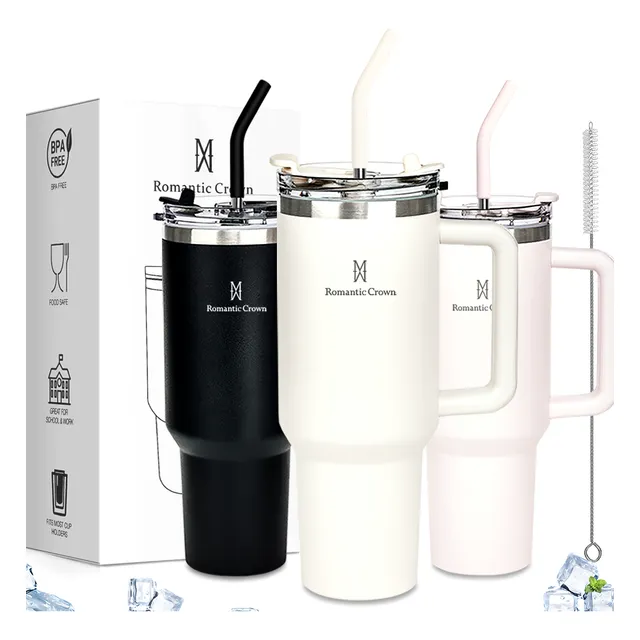 Copo Térmico Inox 1,2l Com Alça Tampa Canudo Inox E Escova