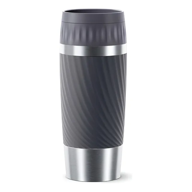 Copo Térmico Com Tampa Tefal Easy Twist Cinza 360ml Cinza