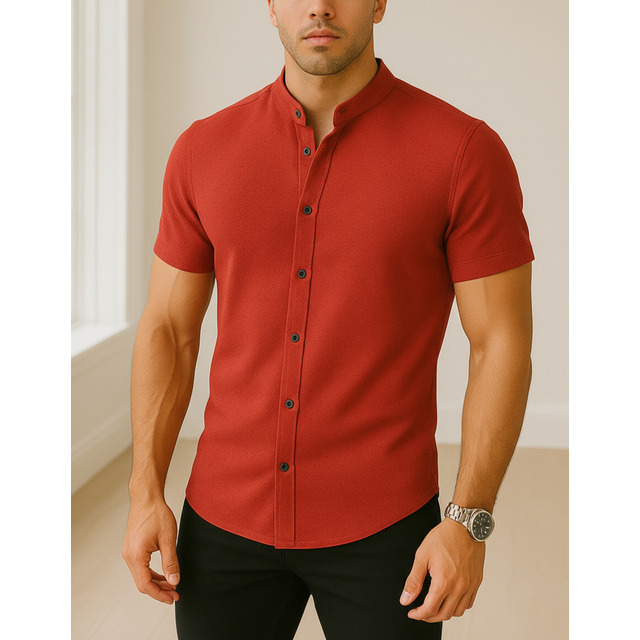 Camisa Manga Curta Gola Padre Masculina Festa Trabalho