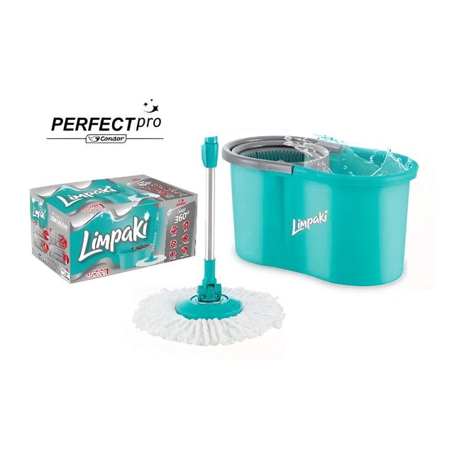 Balde Perfect Mop Pro 360° giratório limpeza geral esfregão cor azul