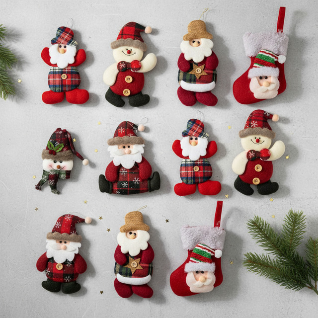 Kit 10 Pendente Papai Noel Pelúcia Enfeite Arvore Natal