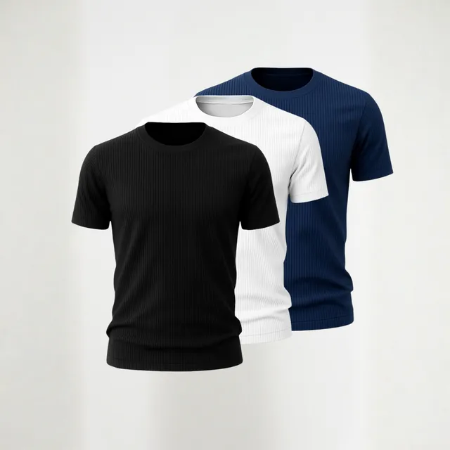 Kit 3 Camisetas Canelada Americana Masculina Ribana Premium