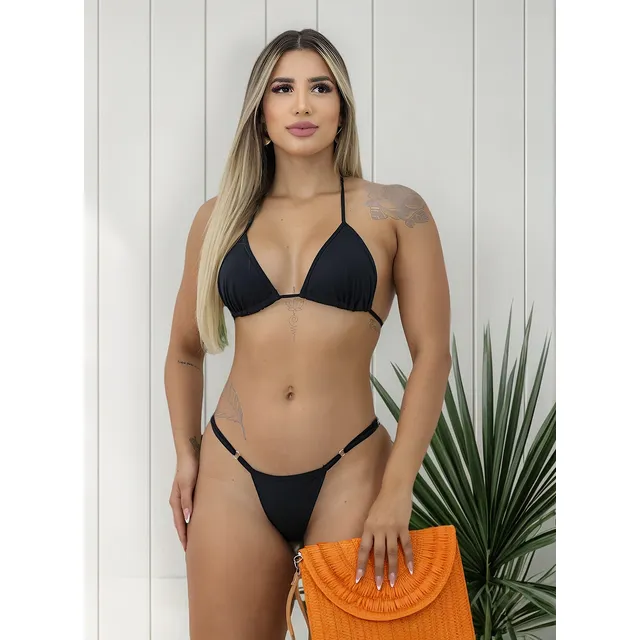 Biquíni Fio Dental Fita Bronze Biquini Cortininha Regulador