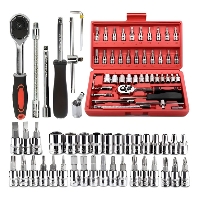 Kit 46 Chave Catraca Jogo De Soquetes Allen Torx Ferramentas