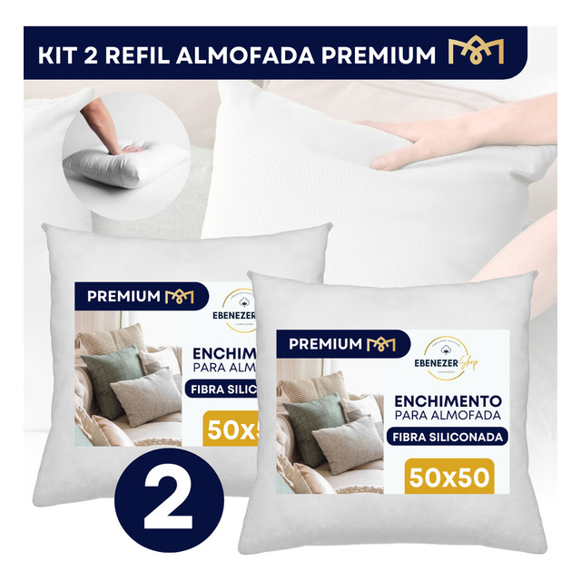 Kit 2 Enchimento De Almofada Recheio 50x50 Silicone Anti Mofo Refil Premium
