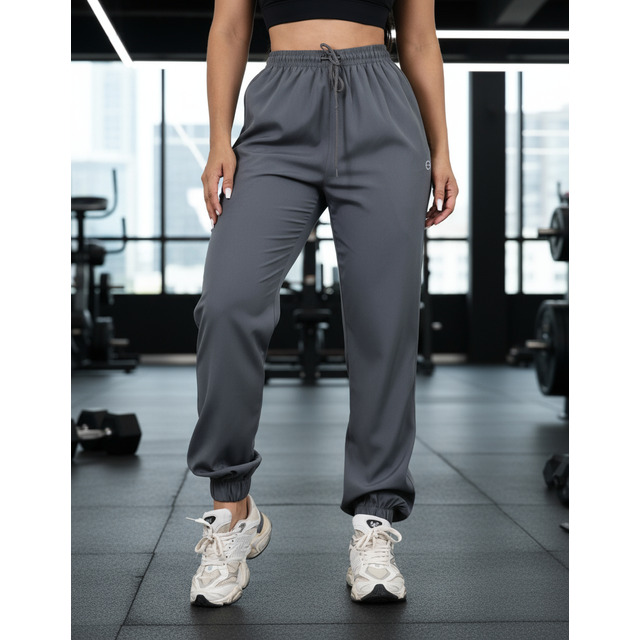 Calça Feminina Jogger Em Tactel Com Elastano Bolsos E Cordão