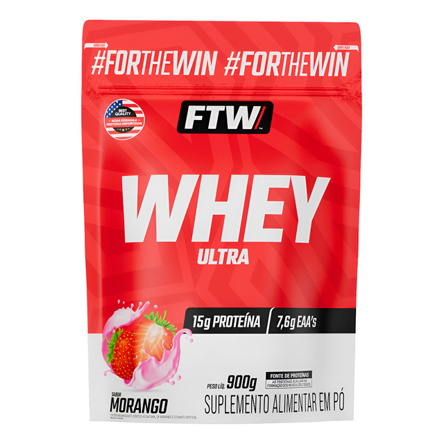 Whey Concentrado Ultra Protein Refil 900g Sabor Morango - FTW