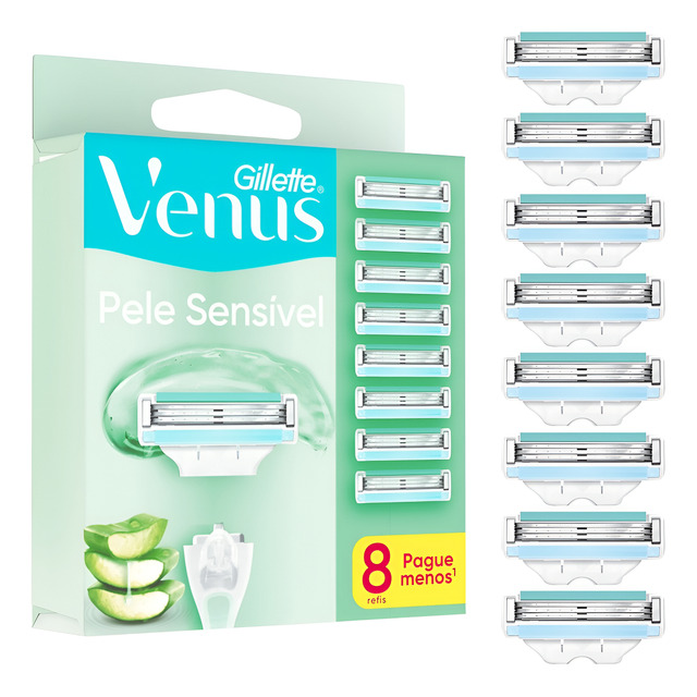 Carga para Aparelho de Depilar Gillette Venus Pele Sensível com Aloe Vera 8 Unidades