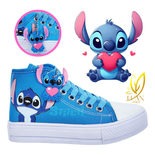 Tenis Infantil Botinha Lilo E Stitch Menina Com Chaveirinho