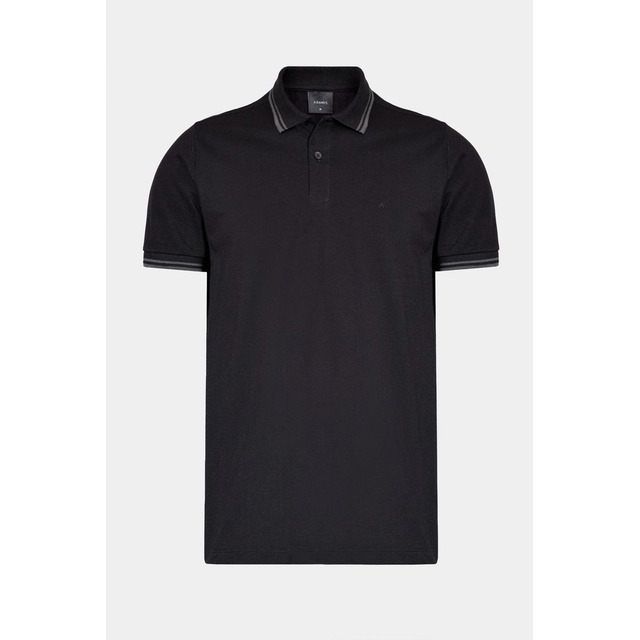 Polo Aramis Manga Curta Frisos Preto