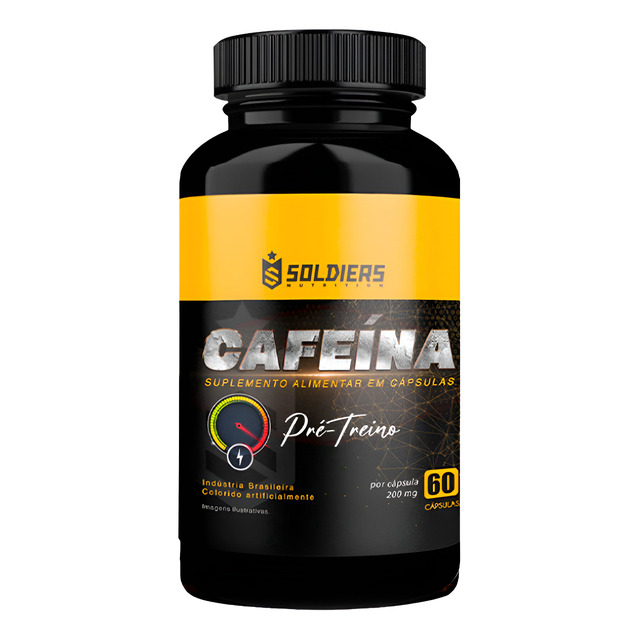 Termogênico Cafeína 60 Caps 200mg 100% Pura Soldiers Nutrition Energia Definição Corporal