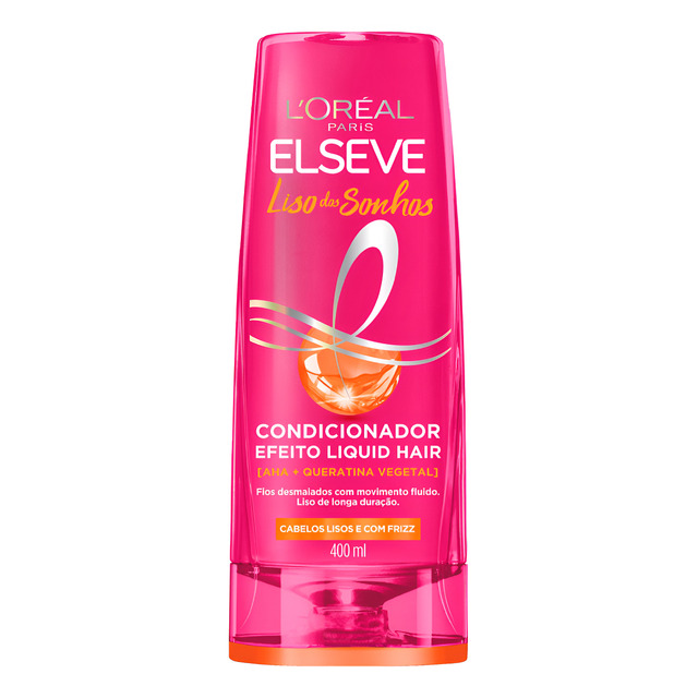 Condicionador Efeito Liquid Hair com AHA e Queratina Vegetal, Alinhamento Capilar Antifrizz e Brilho Intenso, Elseve Liso dos Sonhos L'Oréal Paris 400