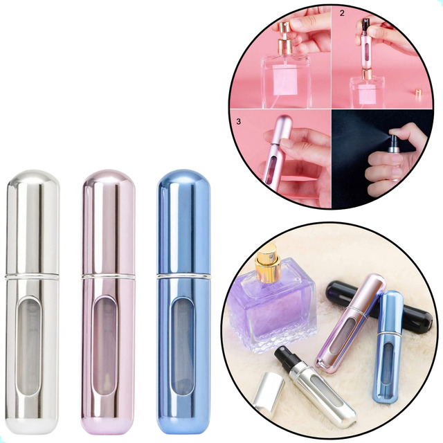 3 Mini Spray Porta Perfume Eau De Parfum Recarregável Para Viajem Bolsa Portátil