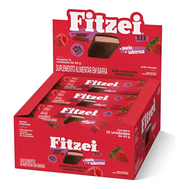 Barra de Proteína Frutas Vermelhas 12 unidades Fitzei Vitafor