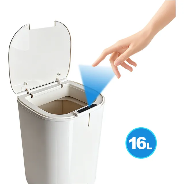 Caixote Do Lixo Inteligente Com Sensor Automático, 16L, Adequado Para Casas De Banho, Cozinhas E Escritórios