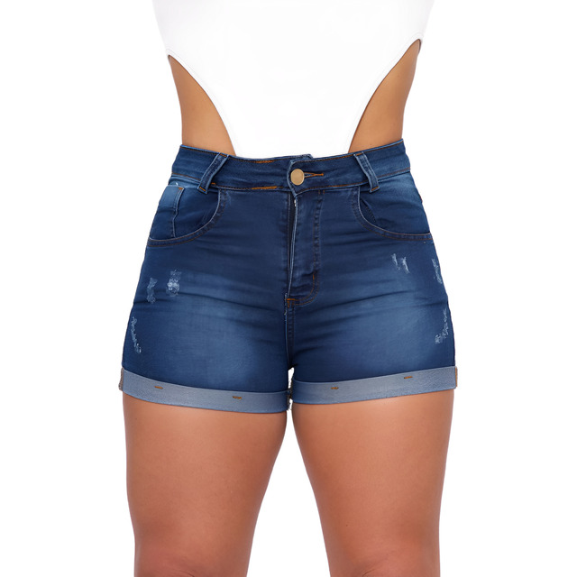 Shorts Jeans Feminino Cintura Alta  Com Lycra Super Moderno!