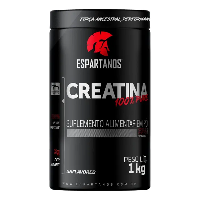 Creatina Pó 100% Pura Monohidratada Espartanos 1kg Aprovada Sabor Neutro