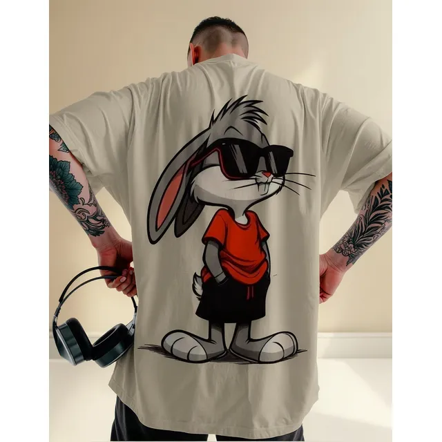Camiseta Coelho Perna Fofo Streetwear Oversize Dtf Ref3625