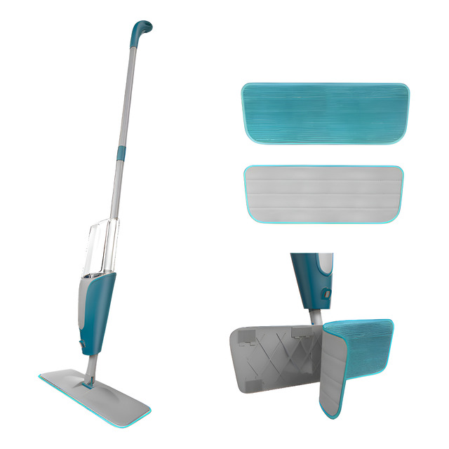 Mop Spray Limpeza Dispenser Reservatorio Giratorio 360 Pano Microfibra Cabo Inox Esfregão Vassoura Magica Rodo Magico Flash Fit 123Útil Li