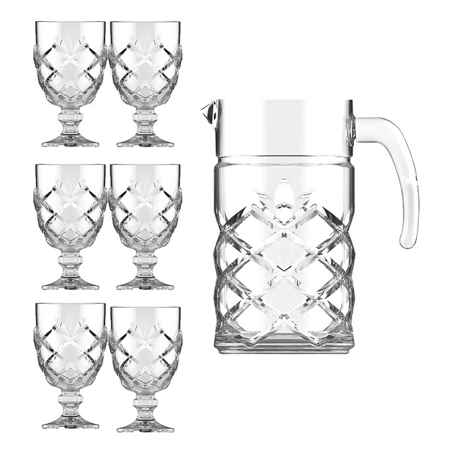 Jogo De Jarra 1.2l Com 6 Taças 200ml Pinea, Casambiente