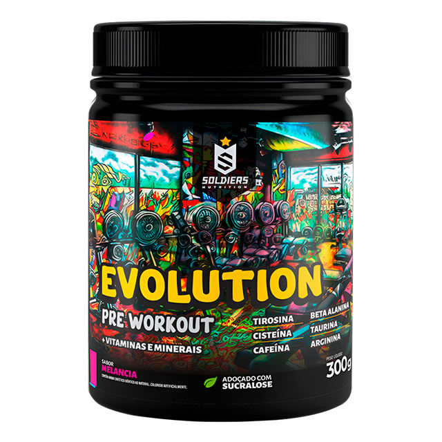 Pré-Treino Evolution Workout 300g Termogênico Sabor Melancia Soldiers Nutrition Energia Foco Treino