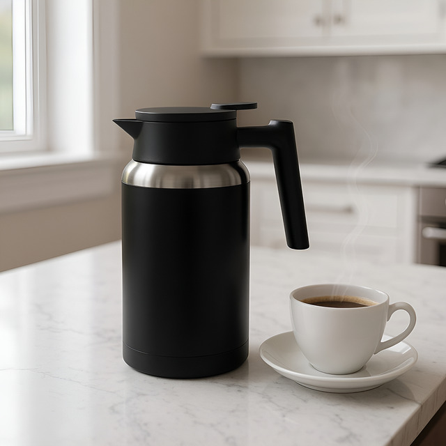 Garrafa Térmica Inox Conserva Quente E Gelado Com Vedação 1.2 Litros Café E Chá Moderna Com Design Elegante Luxo Preta