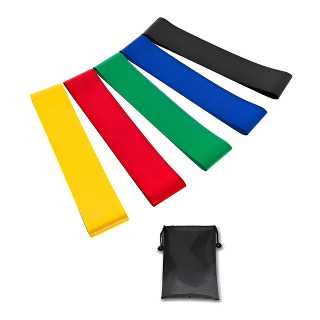 Kit 5 Faixas Elásticas Mini Band Com 5 Níveis Fisioterapia