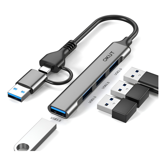 Hub USB 2 Em 1 Em Alumínio