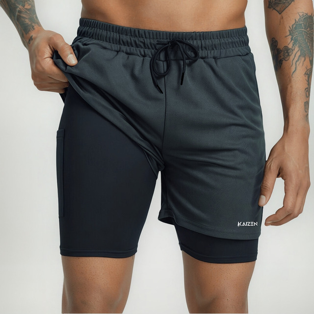 Bermuda 2 Em 1 Short Duplo Com 2 Bolso Laterais E 1 Interno