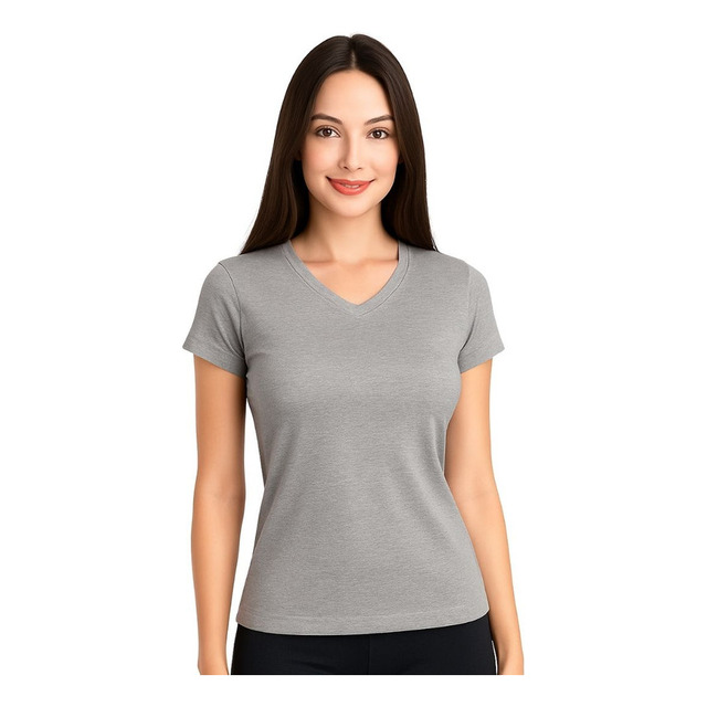 Blusa Camiseta Baby Look Básica Gola V Fardas Uniformes - Feminina