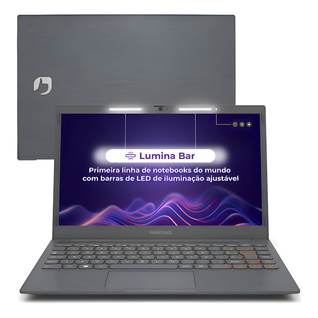 Notebook Positivo Vision C14 Lumina Bar Celeron 8gb 256gb Emmc Tela 14 Polegadas Hd Antirreflexo Linux Tecla Link - Cinz