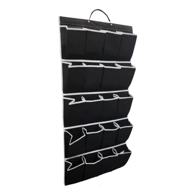 Organizador Sapatos Sapateira Vertical Atrás Porta 20 Bolsos Cor Preto