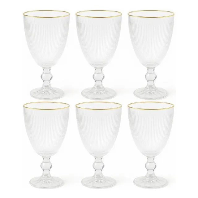 Conjunto De Taças 220ml Com 6 Peças Borda Dourada - Quanhe Transparente