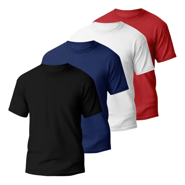 Kit 4 Camisetas Básicas Masculina Dry Fit Lisa Tradicional