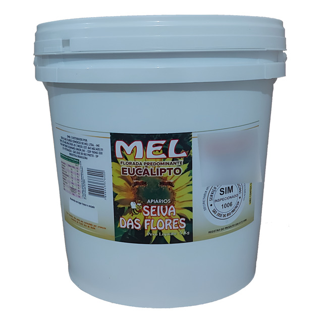 Mel Puro Balde Com 5 Kg Florada Eucalipto Seiva Das Flores