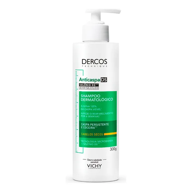Shampoo de Tratamento Anticaspa para Cabelos Secos que Elimina a Coceira e Irritação, Ação Antirreaparecimento por 6 Semanas com Selênio D