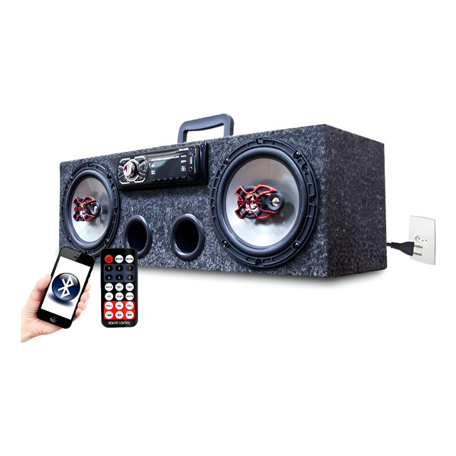 Caixa Residencial Radio Bluetooth + Par Falante 6 Bravox Preto