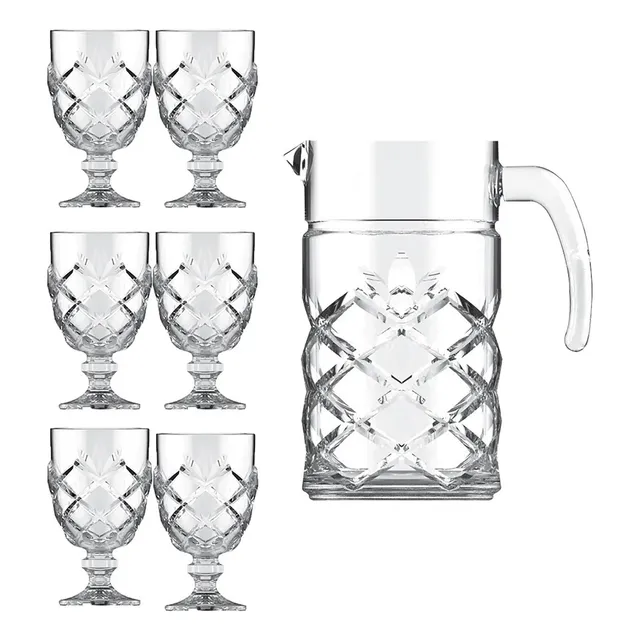 Jogo De Jarra 1.2l Com 6 Taças 200ml Pinea, Casambiente