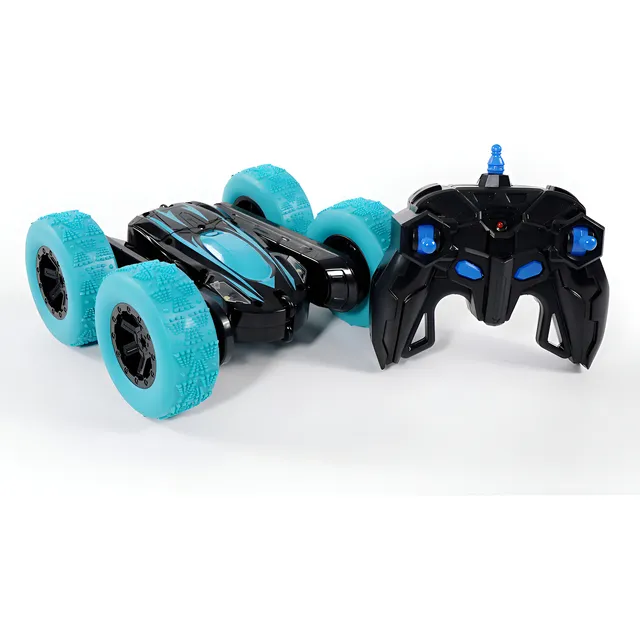Carrinho de Controle Remoto 360º Preto com Azul Pirueta Quick Run Car com Luzes LED Giro Radical Drift e Manobras