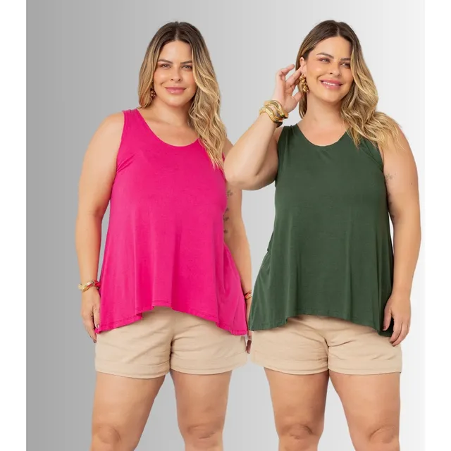 Kit 2 Regatas Feminina G1 Ao G3 Fresquinha Tamanho Grande