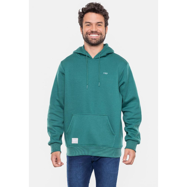 Moletom Masculino Hd Canguru Fechado Verde Floresta Conforto