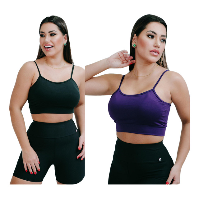 Kit-2 Top Alcinha Fina Academia Fitness C Bojo Suplex Power