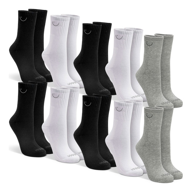 Kit Com 10 Pares De Meias Cano Alto Algodão Usee Brasil
