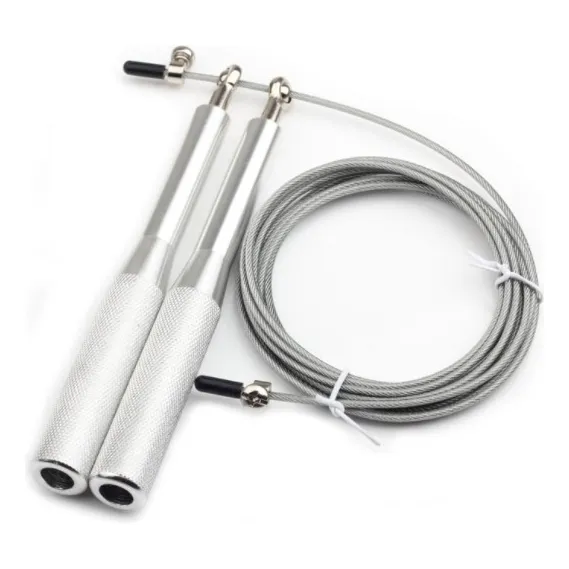 Corda De Pular Crossfit Speed Rope Rolamento 3m Cabo De Aço Cor Prateado