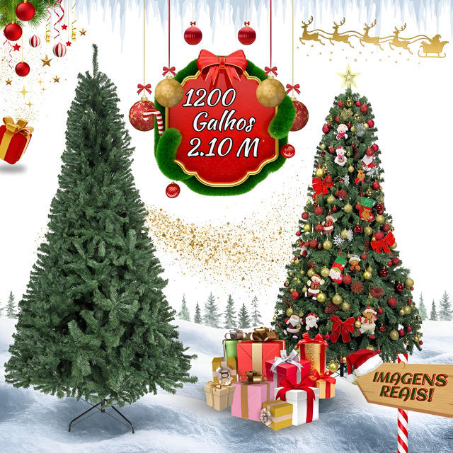 Árvore De Natal Luxo 2,10 1.200 Galhos