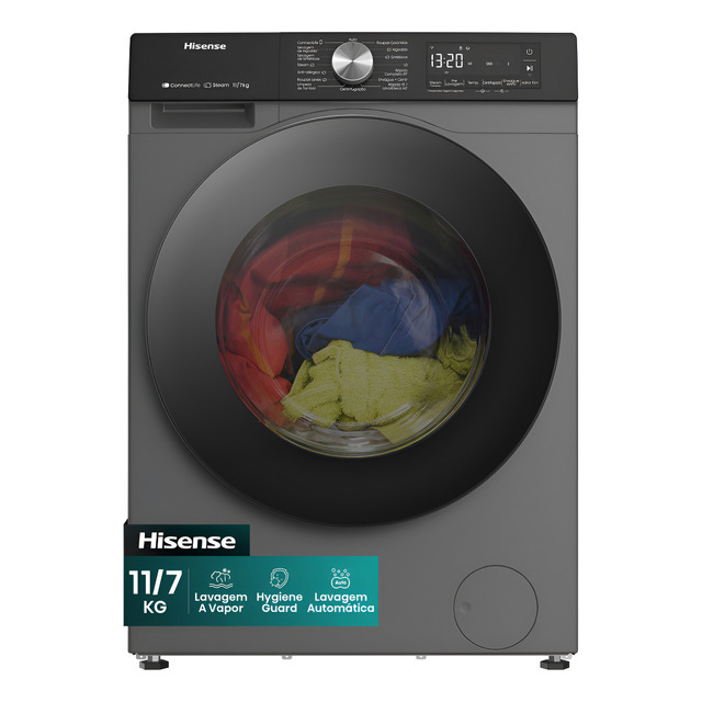 Lava E Seca Hisense 11kg Titanium 3s Conectada Cinza-escuro
